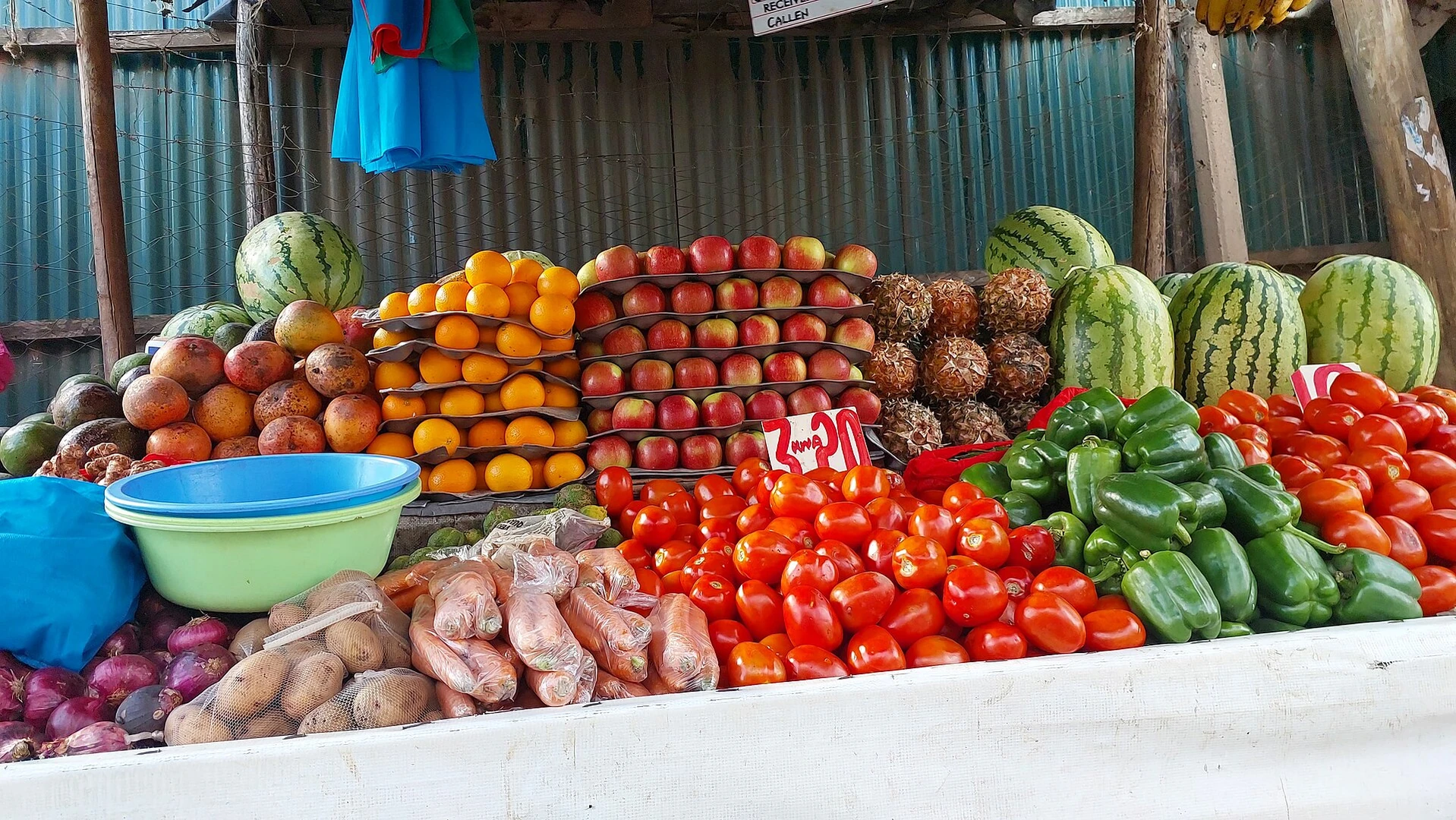 Fruits and vegetables displayed for sale in Kenya
